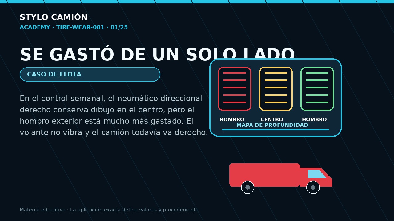 Desgaste irregular: presión, alineación, suspensión u operación.
