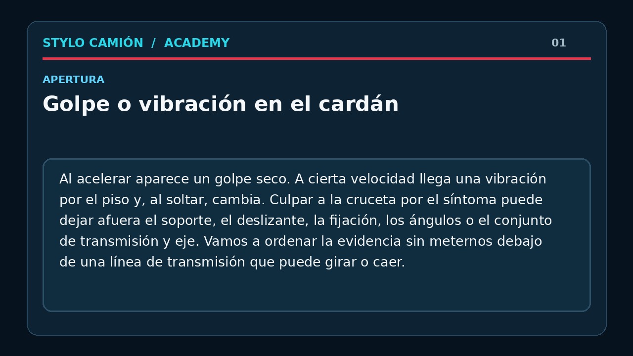 Golpe o vibración en el cardán: qué observar antes de cambiar piezas.