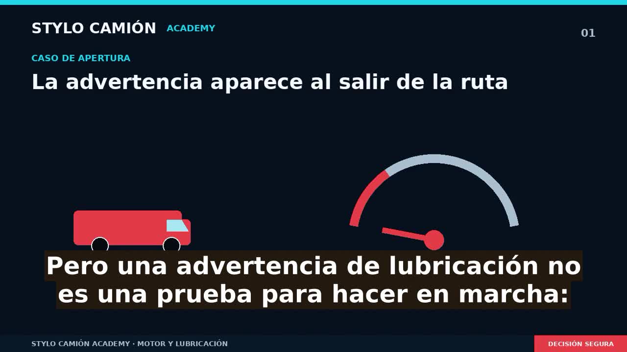 Se enciende la presión de aceite: decisión segura y diagnóstico inicial.