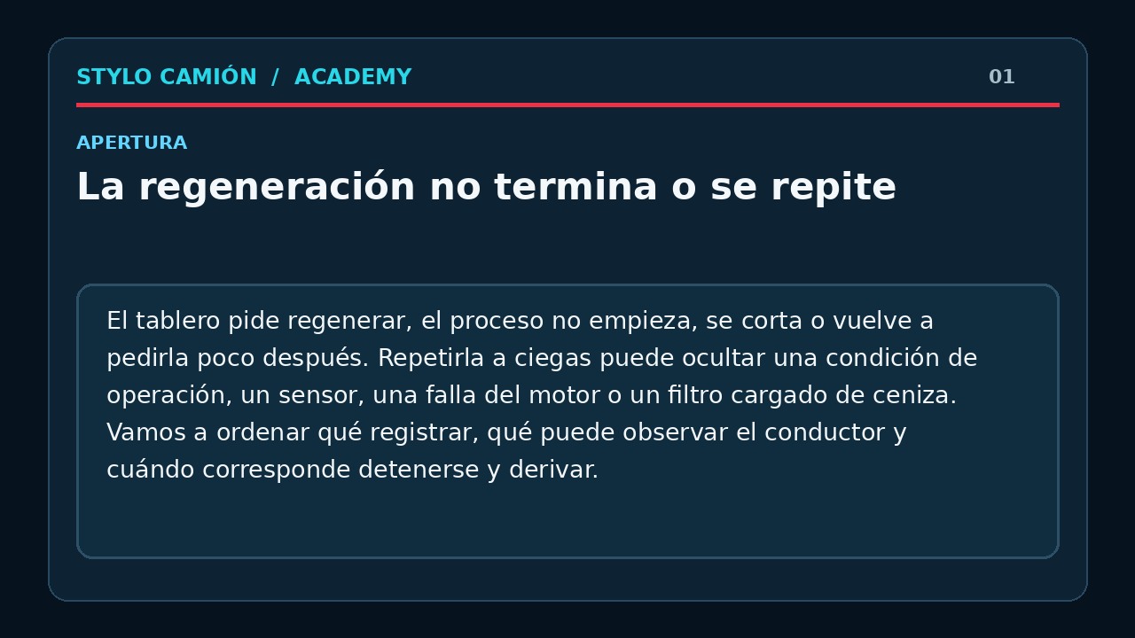 La regeneración no termina o se repite: qué registrar antes de insistir.