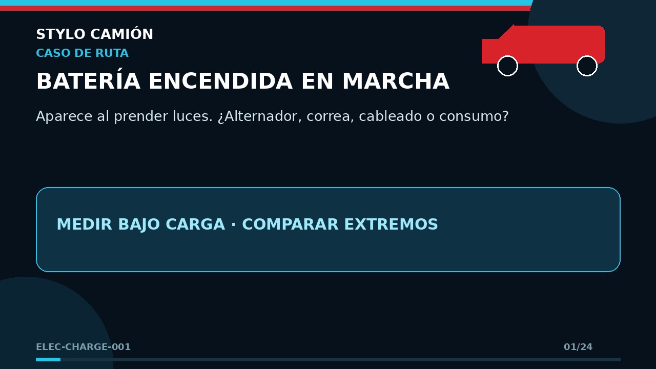 Se enciende batería en marcha: alternador, correa, cableado o consumo.